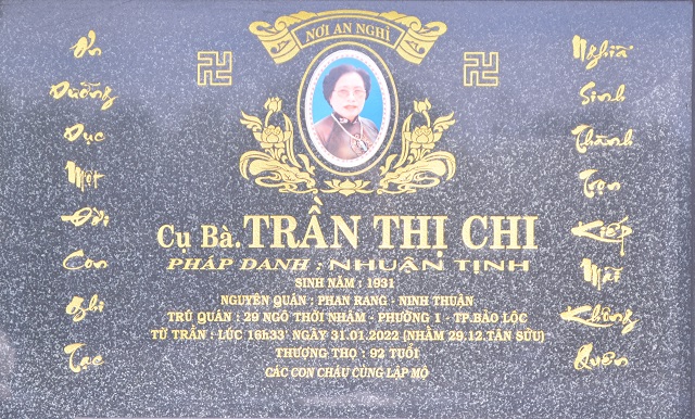 Phân ưu: Cụ bà Trần Thị Chi